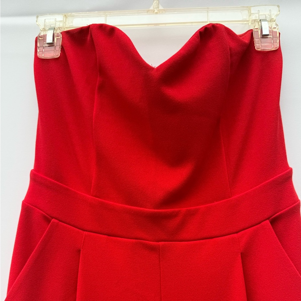Express Red Sweetheart Jumpsuit Strapless Skinny Leg Size 4 - Picture 6 of 11